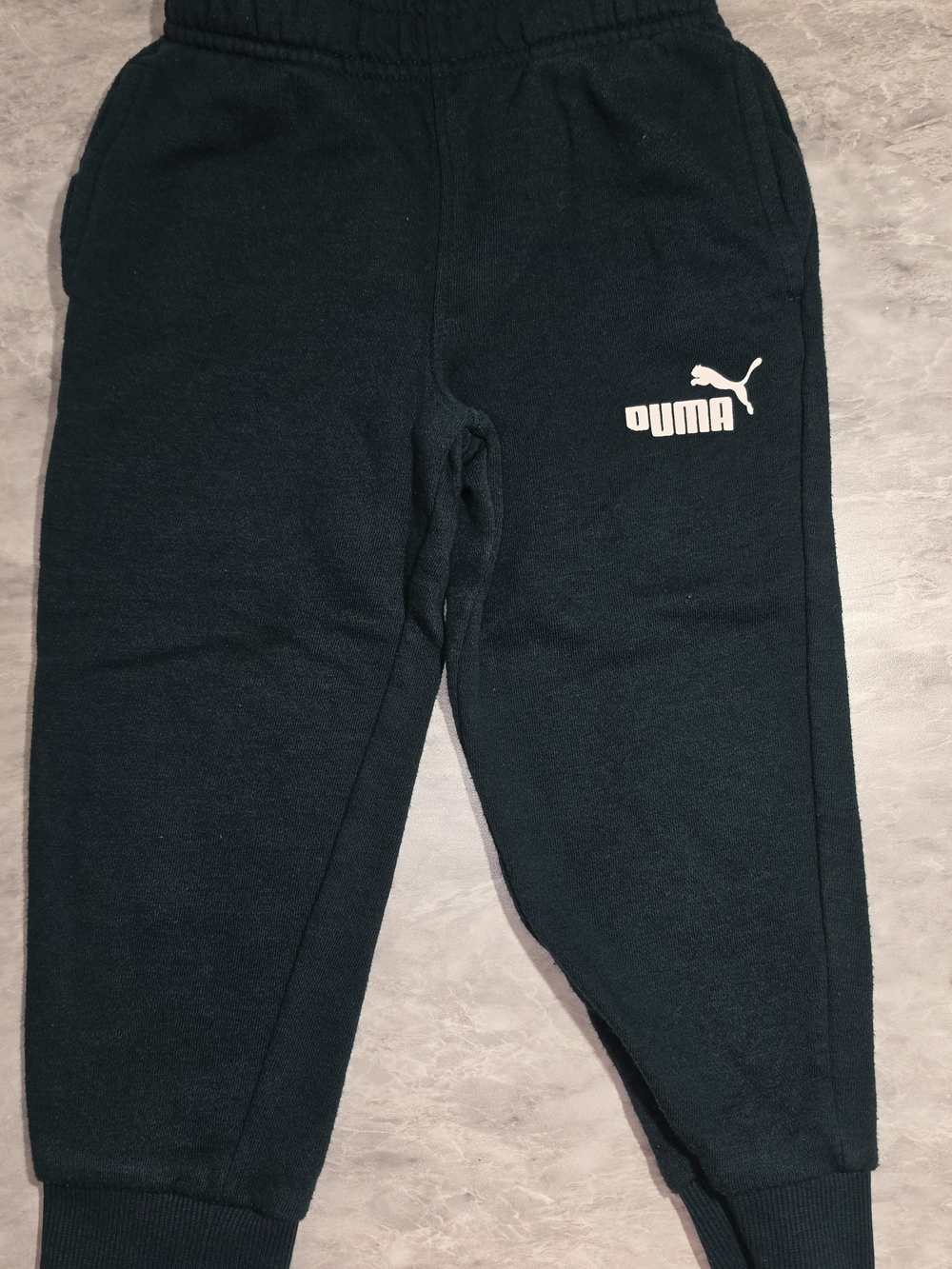 Puma Kids Dark Green Joggers with White Logo - KD27